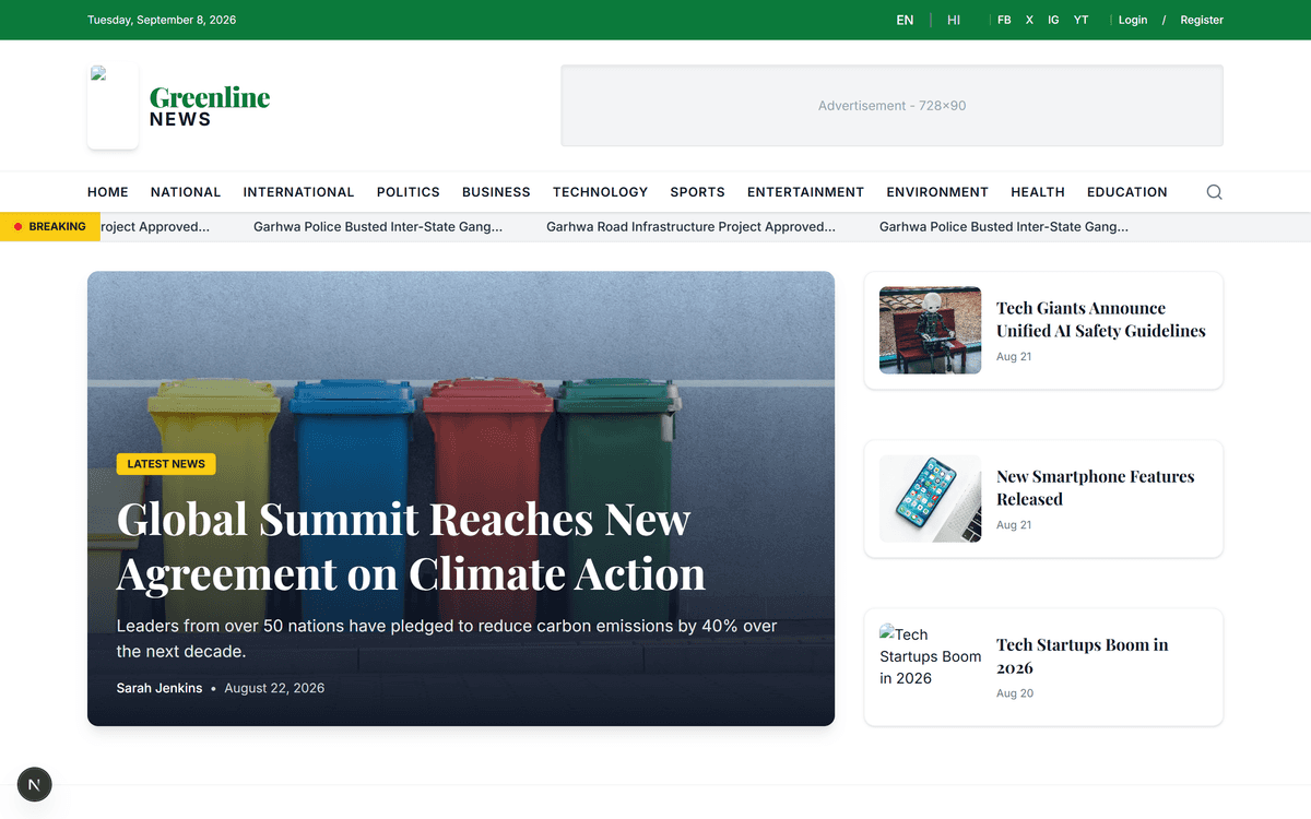 Greenline News project preview